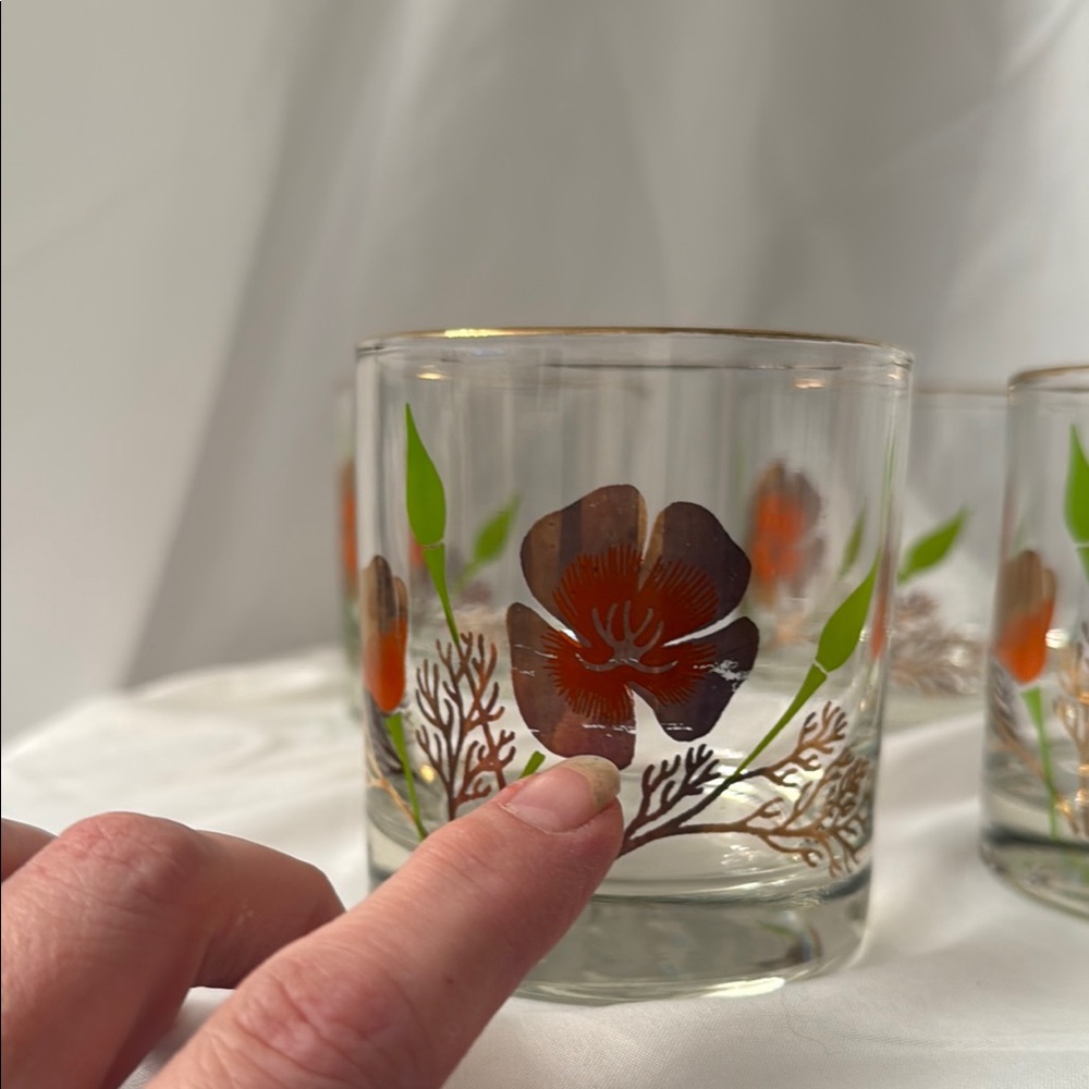 🐿️ Vintage MCM Couroc Weighted Rocks Glasses Set - Poppy - Picture 4 of 6